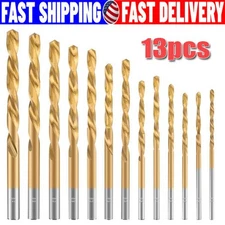 13Pcs HSS Titanium Coated Twist Drill Bit Set 1.5-6.5mm Hex Shank For wood Metal