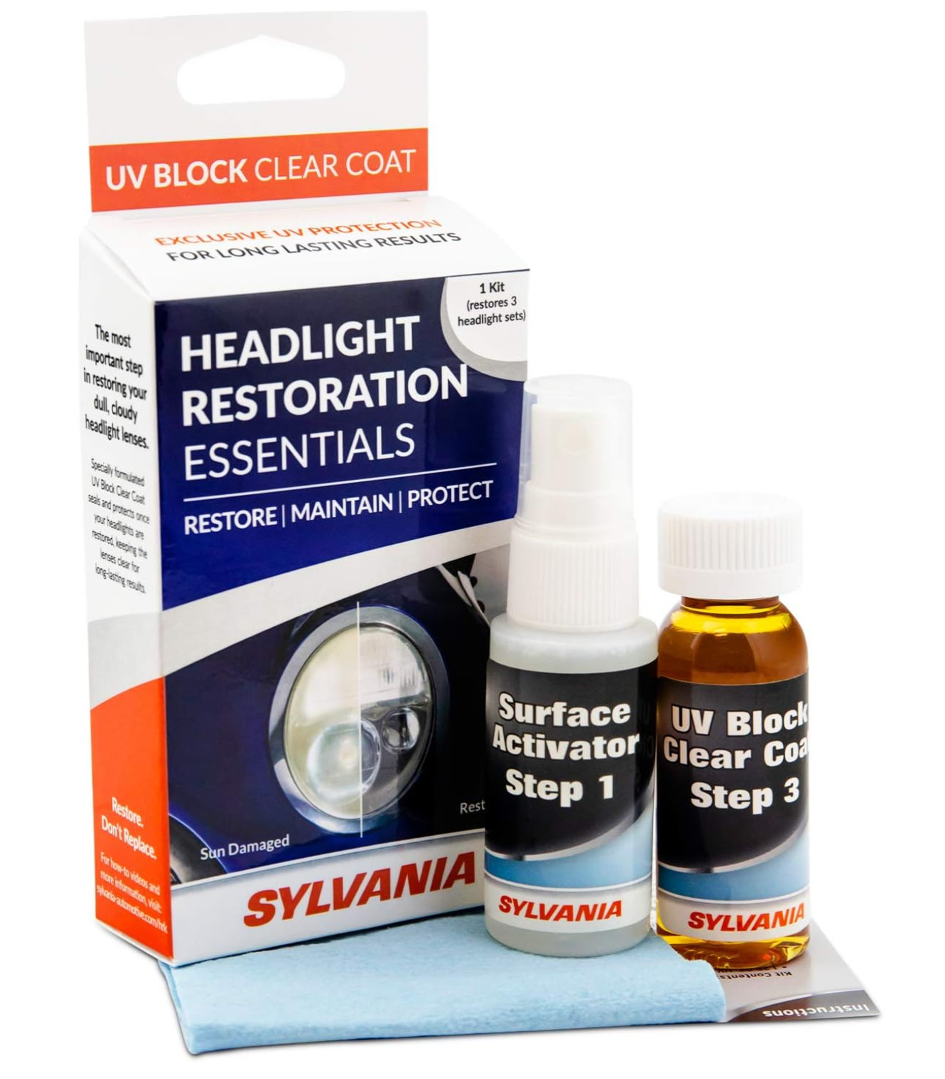 Kit de restauración de faros SYLVANIA 3 sencillos pasos para restaurar daños solares faros