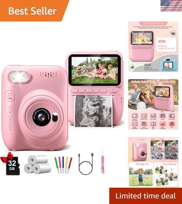 Instant Print Camera for Kids, 3.0'' HD 32MP Kids Camera 1080P with 3 Rolls of...