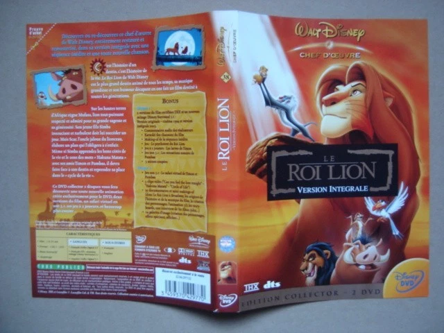 JAQUETTE POUR DVD (seule) : LE ROI LION -VERSION INTEGRALE - ED. COLLECTOR 2 DVD - Photo 1/1