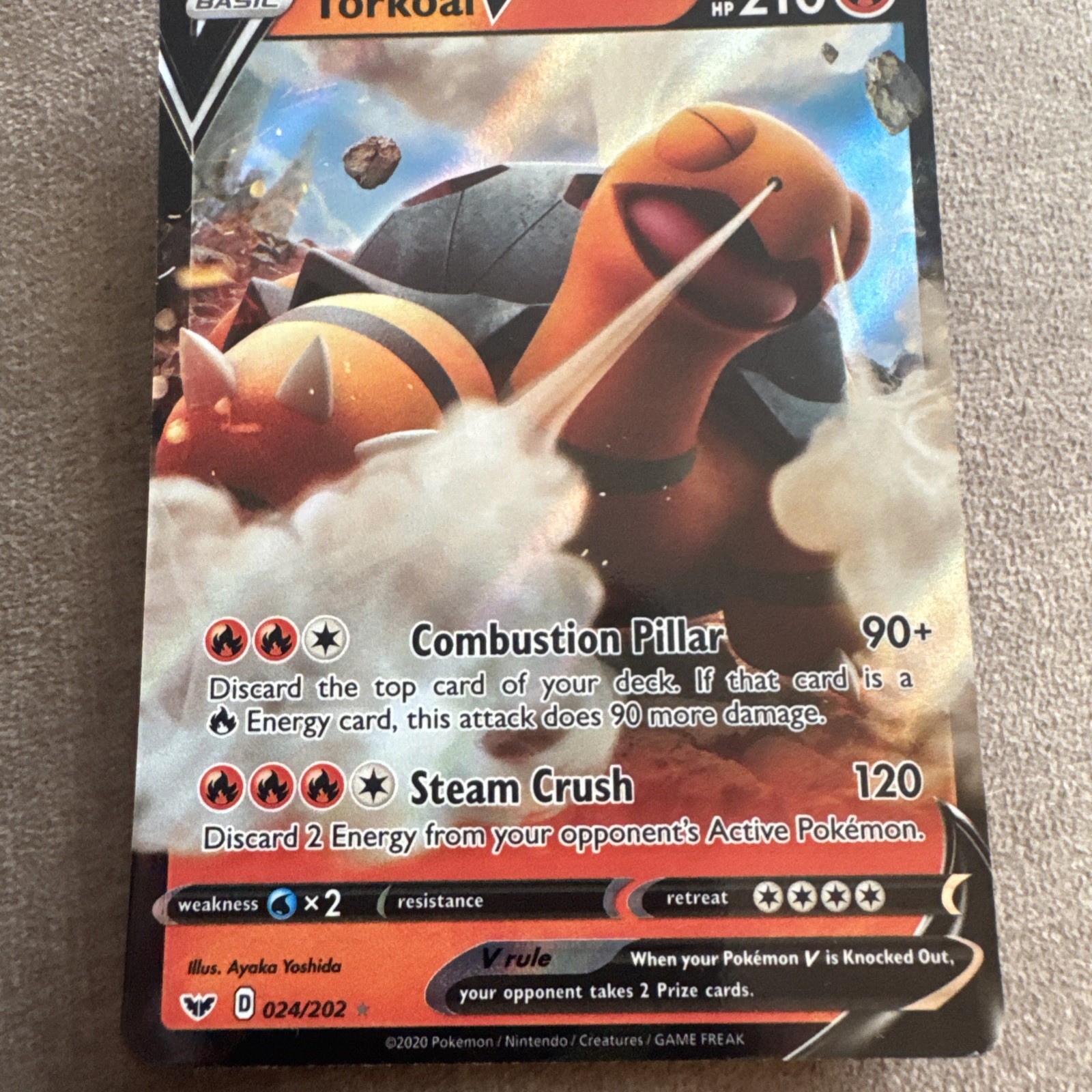 Torkoal V 024/202 Ultra Rare Holo SWSH01: Sword & Shield Base Set NM Pokémon