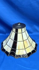 Tiffany-Style Stained Slag Glass Lamp Shade 13” Diameter Scalloped Cone Tulip