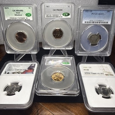 Lot  Of 6 US Graded Slabbed Coins. You Get The Coins You See. Free Shipping!!
