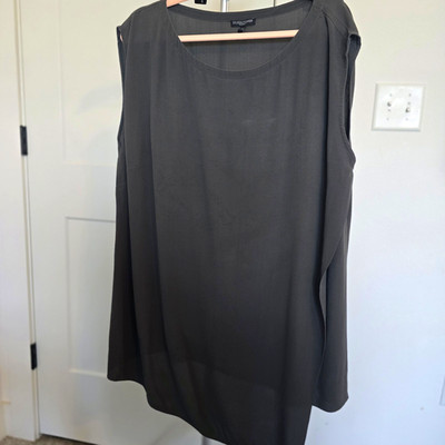 Eileen Fisher (Sage?) Silk Sheer Tunic Blouse Scoop Neck Sleeveless 1X