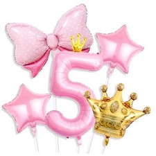 Princess 5th Birthday Party Decorations, 40 Inch Pink Number 5 Balloon Pink 5
