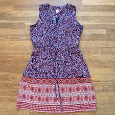 Gap navy blue orange sleeveless knee length a-line dress size medium M b33