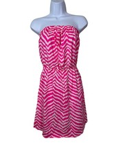 Lilly Pulitzer Pink White Strapless Dress Small Windsor Zebron 100% Pima Cotton