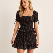 NWT ASOS Sz 8 Ruffle Floral Cut Out Trendy Cottagecore Sexy Coquette Softgirl