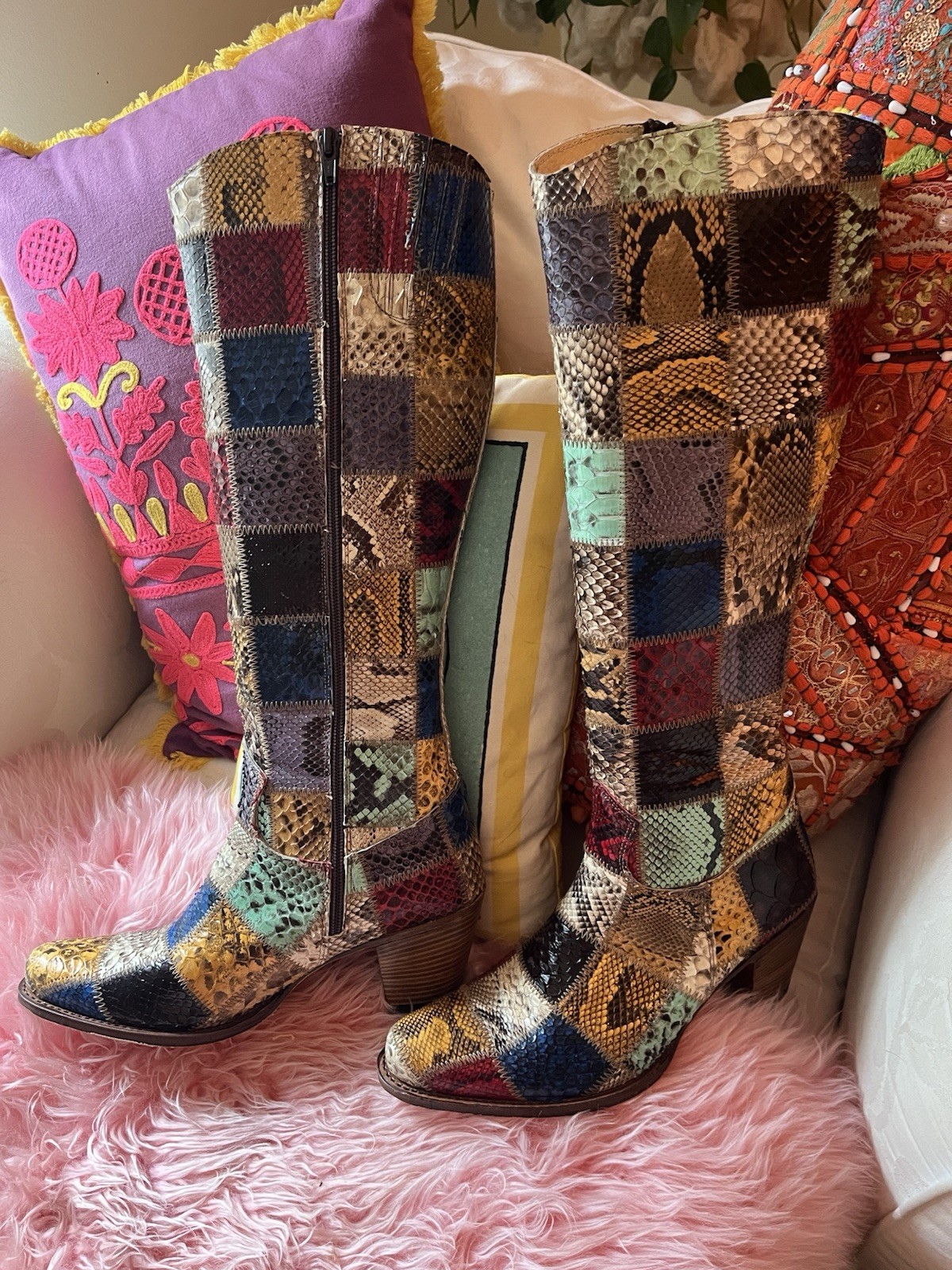 Vintage Patchwork Sendra Boots 40 9 Deadstock Spe… - image 3