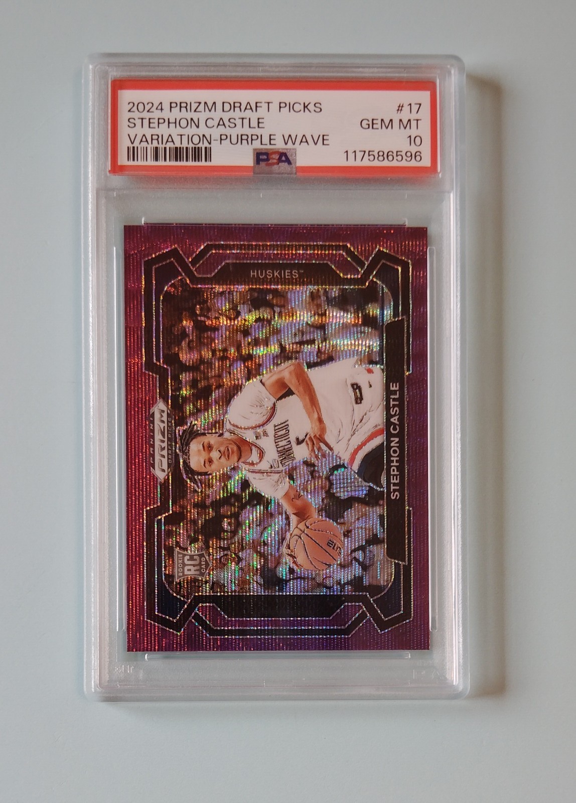 2024-25 Prizm Draft Picks Stephon Castle RC Purple Wave #17 PSA 10 GEM MT POP 3