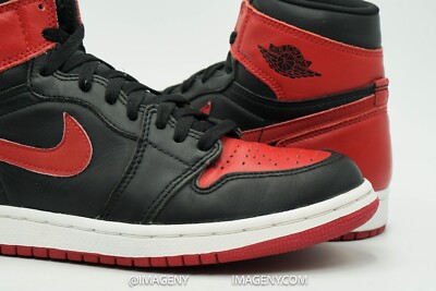 AIR JORDAN 1 RETRO 1994 HIGH USED SIZE 8 BRED BLACK VARSITY RED