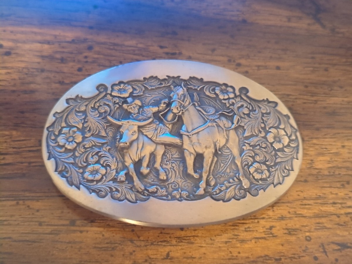 Vintage Award Design Medals Solid Brass Cowboy Bull Horse 