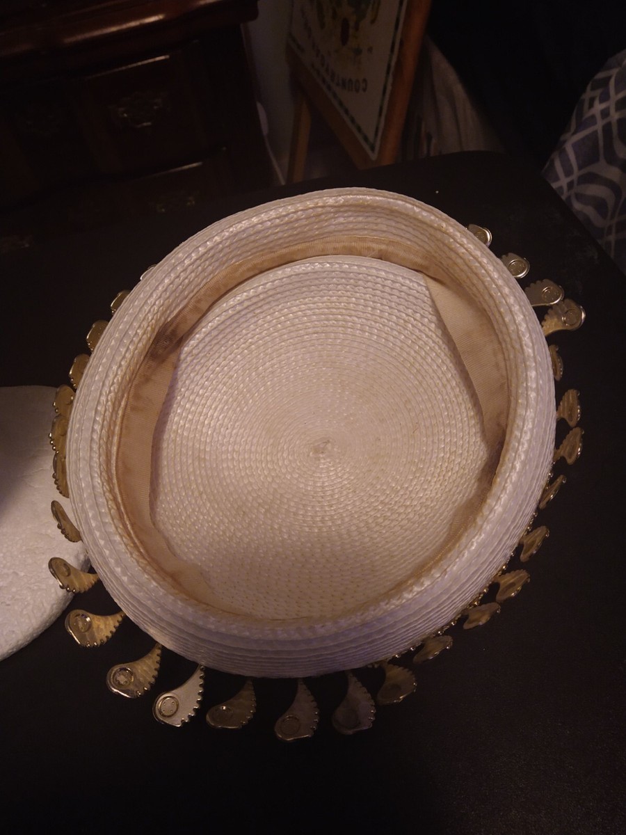 Womens Fancy Church Derby Wedding Hat White With Hanging 