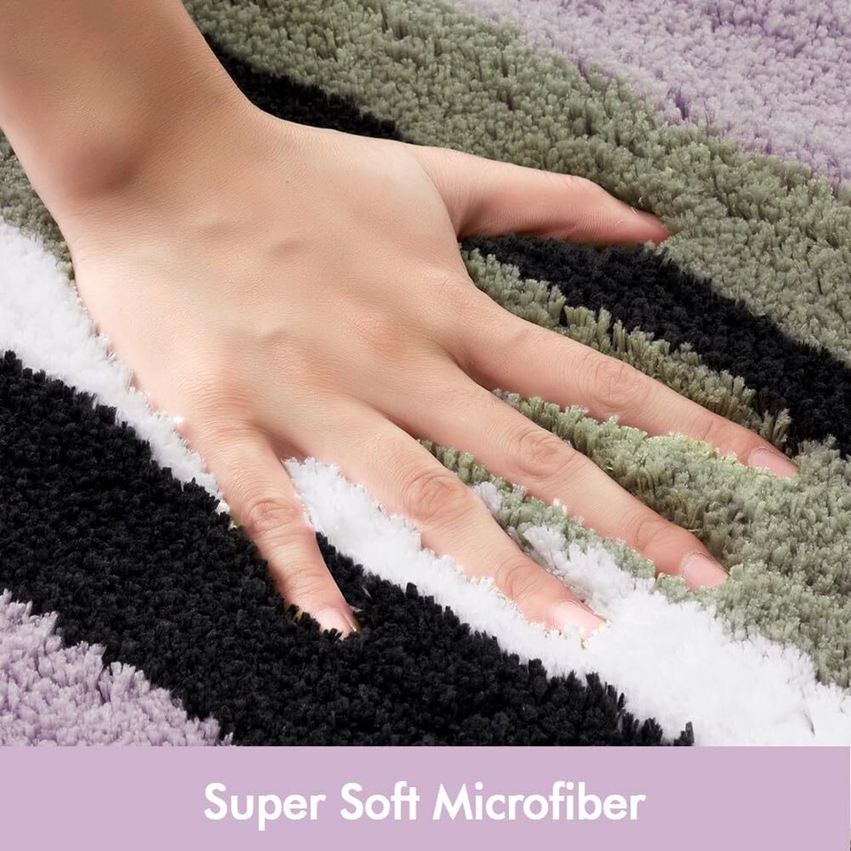 MIULEE Purple Grey Bathroom Rug, 24 x 36 Inches Bath 24''x36'', Purple