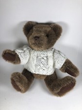 Russ Berrie Plush Teddy Bear Brown White Sweater Barrington 11  Jointed 1672