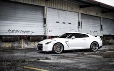 Cars white nissan vehicles super tuning wheels sport gt Desk Mat Stitched