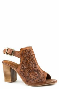 roper tooled leather sandals