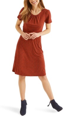 Boden Evangeline Burnt Orange Rust Floral Soft Jersey Dress - BNWT - Size  12 R | eBay UK
