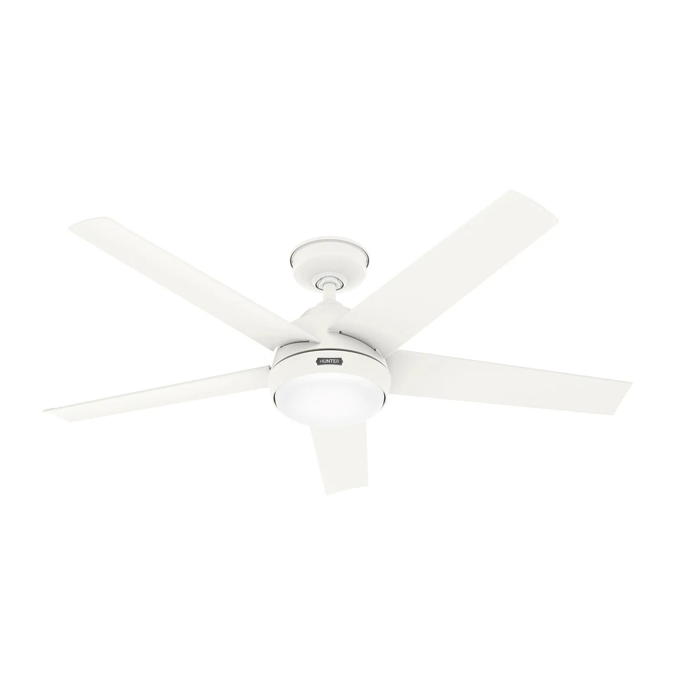 Hunter Fan 52 in Casual Matte White Outdoor Ceiling Fan with Light and 5 Blades