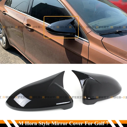 FOR 15-21 VW GOLF 7 MK7 GTI M STYLE GLOSS BLACK SIDE MIRROR COVER ADD ON OVERLAY