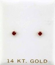 LAB CREATED GARNET STUD EARRINGS 14K YELLOW GOLD - Screw Backs