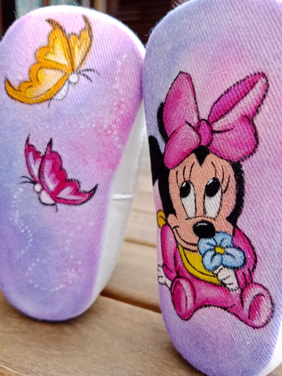 Scarpine neonato personalizzate dipinte a mano baby Minnie
