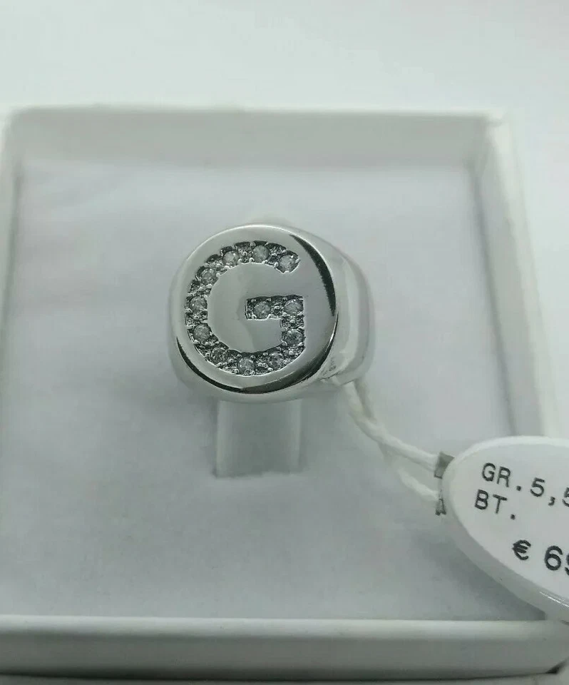 Anello argento 925(rodiato) Con INIZIALE - Immagine 2 di 4