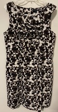 Banana Republic Womens Size 14 Brown/White Ruffled-Neck Sleeveless Dress! M128R
