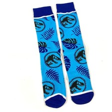 new JURASSIC PARK SOCKS blue tropical fern retro 90s movie MENS ADULT CREW OSFM