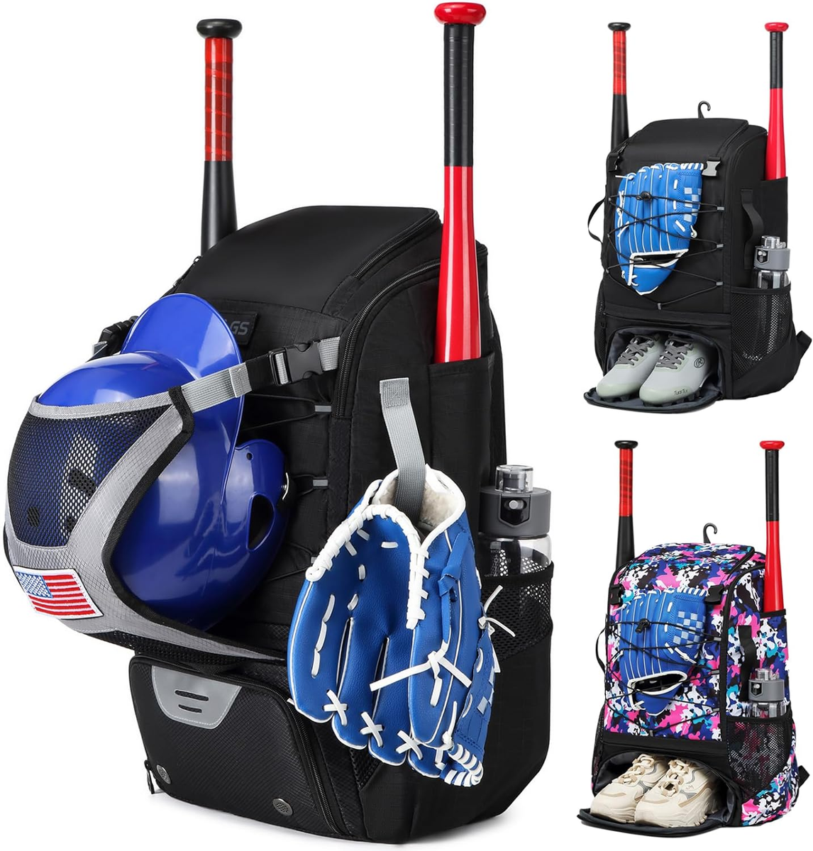 Mochila De Beisbol Bolso Con Compartimento Para Zapatos Adultos
