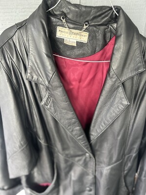 Vintage Leather Trench Coat Jacket Maggie Lawrence Collection