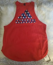 NWT Adidas Size Medium Red Womens American Flag AAC Tank GN7262