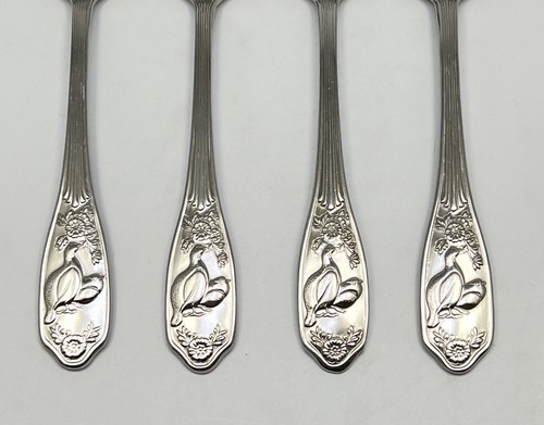 Spode Wallace Woodland Quail Floral Stainless Soup Spoon 6 3/4 4Pc Set - Picture 2 of 12