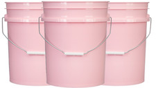 5 Gallon Pink Food Grade BPA Free Bucket Pail container - Pack of 3 Made in US