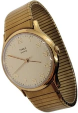 Vintage 1987 Timex Quartz Gold Plated Men's Watch 1980's Retro - New Battery