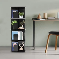 4 Tier Standing Bookcase Small Corner Bookcase Rotating Bookshelf W/Table Mat