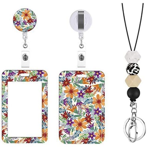 1X(Cute Floral Lanyards for Id Badge Holder,ID Card Holder with Beaded2392 - Picture 1 of 13