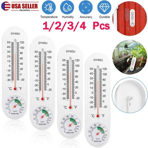 1-4X Wall Thermometer Indoor Outdoor Mount Garden Greenhouse Home Humidity Meter