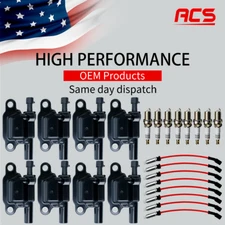 8X OEM Ignition Coil + 8X Iridium Spark Plug + 8X Wire for Chevy GMC Yukon UF413