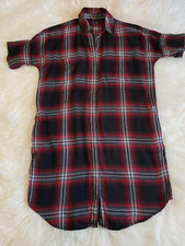 Madewell Courier Shirt Dress in Rollins Plaid Women’s XS Red Black Pockets Mini