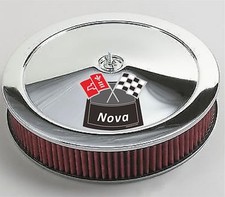 Chrome Air Cleaner Red Washable 14x3 Chevrolet Chevy Fits 4bbl New Nova White 68