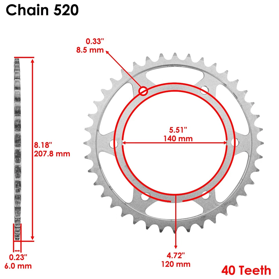 Gold O-Ring Drive Chain & Sprockets Kit for Honda XR250L 1991 92 93 94 95 1996 - Image 4 of 4