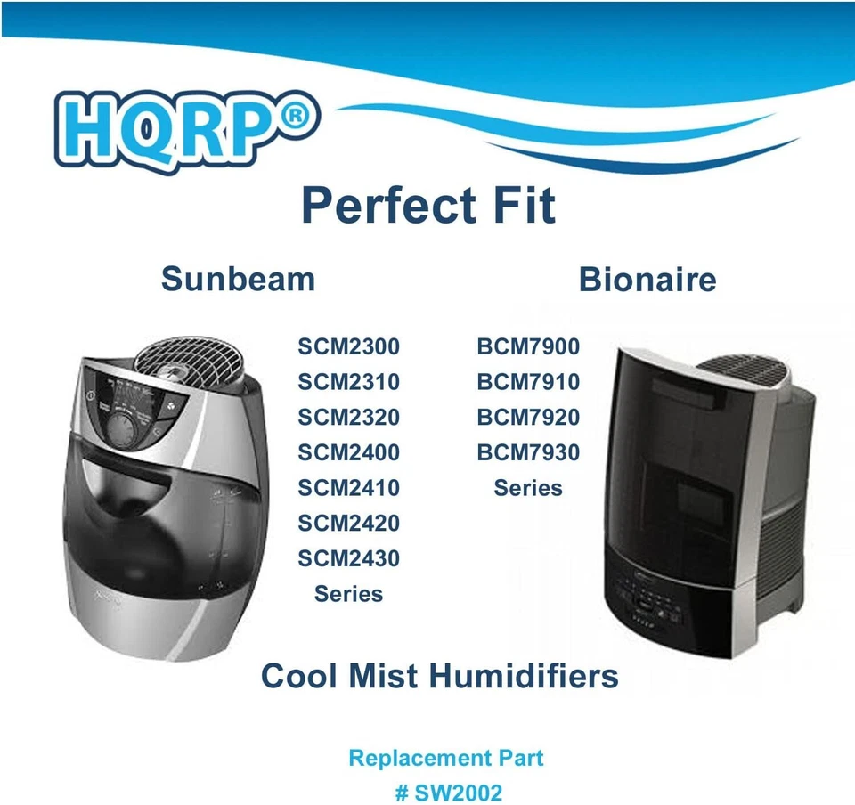 Filtros de mecha HQRP de 6 piezas para humidificadores de niebla fría serie Bionaire BCM7900 Foto 3 de 4