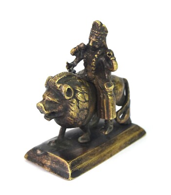 Brass Goddess Durga Mata Statue Sitting On Lion - Hindu Religious Idol. G53-870
