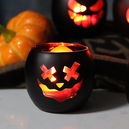 Black Halloween Table Centerpieces Candle Holders 6PCS, Jack O Lantern Tealight - Picture 9 of 12