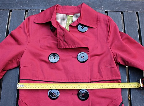 Soia & Kyo - Empire Waist Cotton Button Trench, 60s Twiggy Style - Red - M CUTE! - Picture 7 of 13