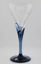 Luigi Bormioli Courvoisier Cognac Cocktail Martini Glass Blue Stem 7”