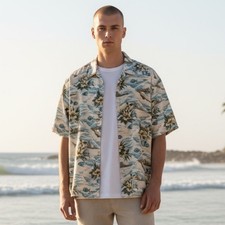 VTG Pierre Cardin Aloha Short Sleeve Shirt sz XL Fish Floral Hawaiian Beach 90s