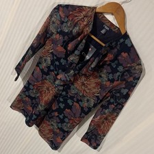 CHAPS LAYERED TOP FLORAL RUFFLE 3/4 SLEEVE WOMENS SMALL Popover A-19