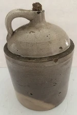 Vintage/Antique Gray Stoneware  Single Handle 13" Tall Jug w/Cork Stopper